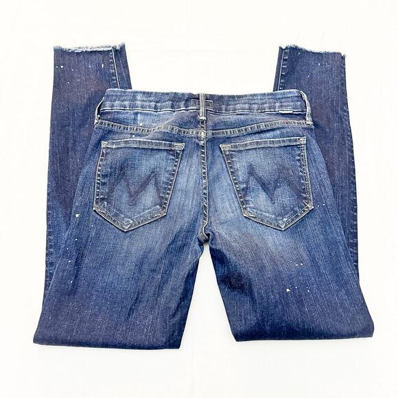 Mother Looker Ankle Fray All Work Dark Wash Denim Skinny Jeans Raw Hem Size 26 - Picture 5 of 10